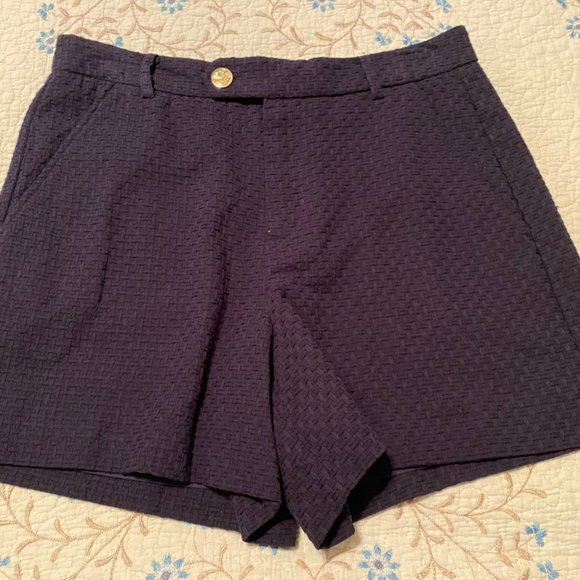 NWT Draper James 12 Turquoise Basket Weave High Rise Fully Lined Dress Shorts - Picture 2 of 8